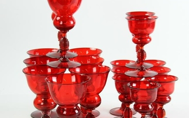 Set of Red Stemware