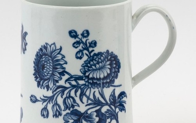 RARE DR. WALL WORCESTER MUG With large strap handle and decoration of sunflowers and roses. Cypher "C" mark on base. Height 5.83". D...