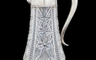 A monumental parcel-gilt and cut-glass beverage ewer