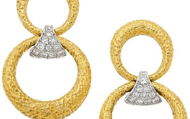 55230: Diamond, Gold Convertible Earrings Stones: Tran
