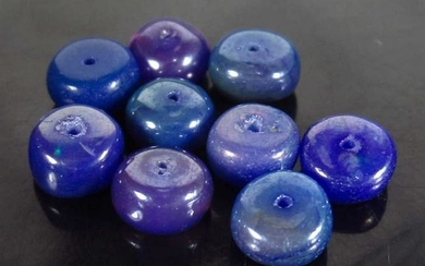 5.92 Ct Genuine 9 Drilled Round Blue Fire Opal Beads
