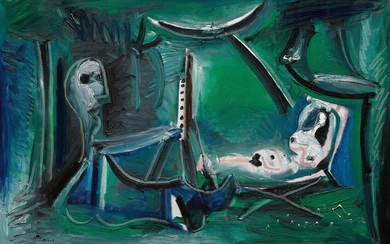 LE PEINTRE ET SON MODÈLE DANS UN PAYSAGE, Pablo Picasso