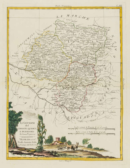 France.- Zatta (Antonio) Four maps of regional France, including the Dordogne, Pays de Calais & Picardie, Isle de France, and Bourbonnais & Berry, 1777-1778 (4)