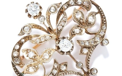 ANTIQUE DIAMOND BROOCH in high carat yellow gold, in