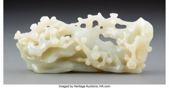 67030: A Chinese Pale Celadon Jade Carving 2-3/4 x 6-1/