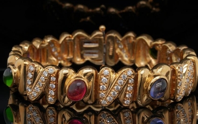 7.00ctw Multi-Gemstone, 2.75ctw Diamond 18K Bracelet