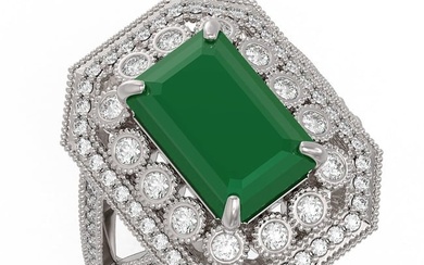 7.11 ctw Certified Emerald & Diamond Victorian Ring 14K White Gold