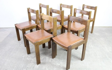 8 Mid-Century Modern Wood Cubist Dining Room Chairs