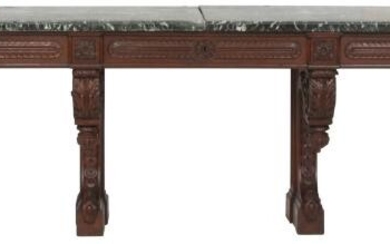 Massive Twelve Foot Carved Oak Console Table