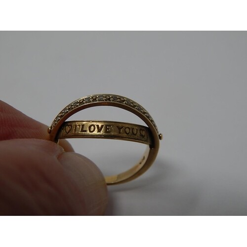 9ct gold vintage diamond half-eternity hidden "I Love You" m...