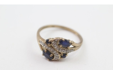 9ct gold vintage sapphire & diamond dress ring (2.2g) Size ...