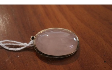 9ct yellow gold mounted pink quartz pendant brooch