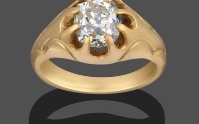 A 14 Carat Gold Gentleman's Diamond Solitaire Ring, the old...