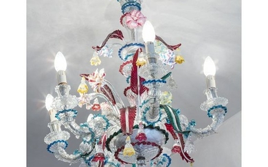 A 18th century Murano glass 6-light chandelier