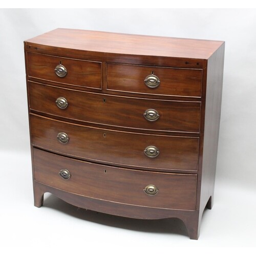 A 19TH CENTURY MAHOGANY FINISHED CHEST OF FIVE DRAWERS, 104c...