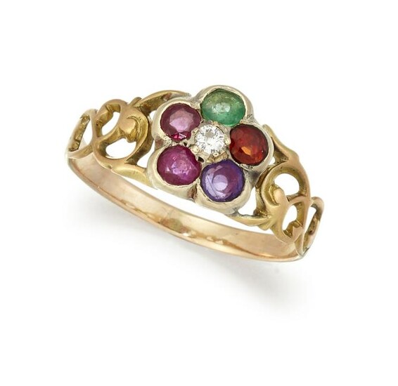 A 19TH CENTURY 'REGARD' CLUSTER RING, comprising a