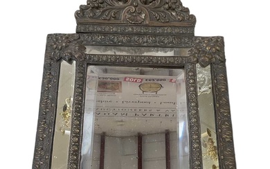 A 19th century gilt metal mounted wall mirror, height 57cm,...
