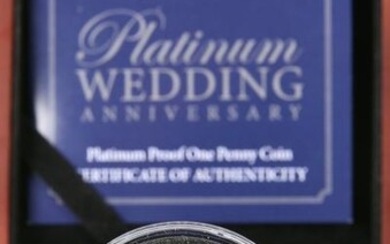 A 2017 PLATINUM PROOF ONE PENNY COIN, "HM QUEEN