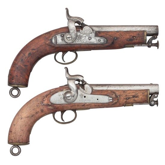 Ⓐ A .670 CALIBRE PERCUSSION MODEL 1839 SEA SERVICE PISTOL, DATED 1840, AND ANOTHER PISTOL
