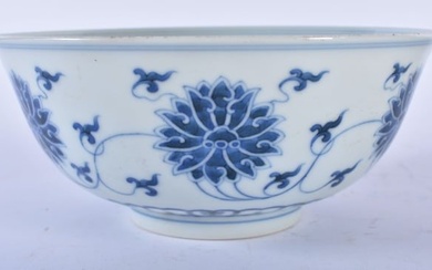 A CHINESE BLUE AND WHITE PORCELAIN BOWL Guangxu mark and possibly of the period. 17 cm diameter.