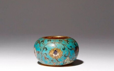 A CHINESE CLOISONNE 'LOTUS' WATERPOT MING DYNASTY The compressed circular...