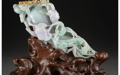 A Chinese Carved Jadeite Lingzhi Group
