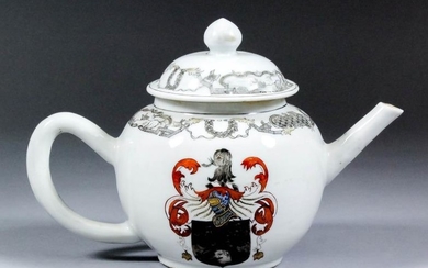 A Chinese Export Armorial Porcelain Tea Pot and Cover,...