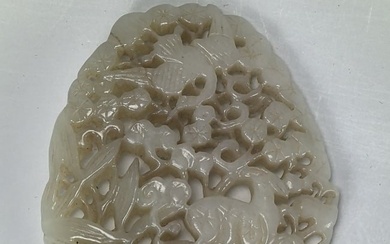 A Chinese Jade Pendant Carved Crane and Dear