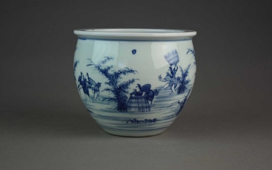 A Chinese blue and white planter