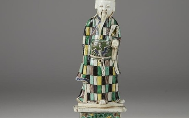 A Chinese famille verte porcelain figure of a deity