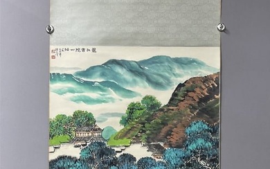 A Chinese ink landscape painting vertical scroll, Fang Ji Zhong
