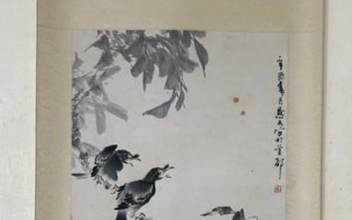 A Chinese ink painting of paintings of flowers and birds on paper, by Jin Moru