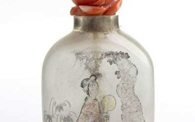 A Chinese snuff bottle with Cerasuolo coral stopper
