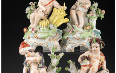 A Collection of Four Chelsea Porcelain Four Seasons Figures (late 18th century and later)