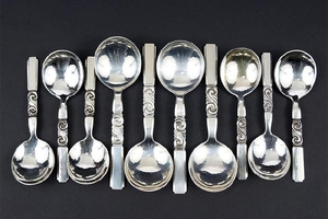 A Collection of Georg Jensen Sterling Silver Soup