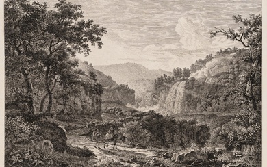 A. DIES (1755-1822), Waterfalls near Tivoli, 1799, Etching
