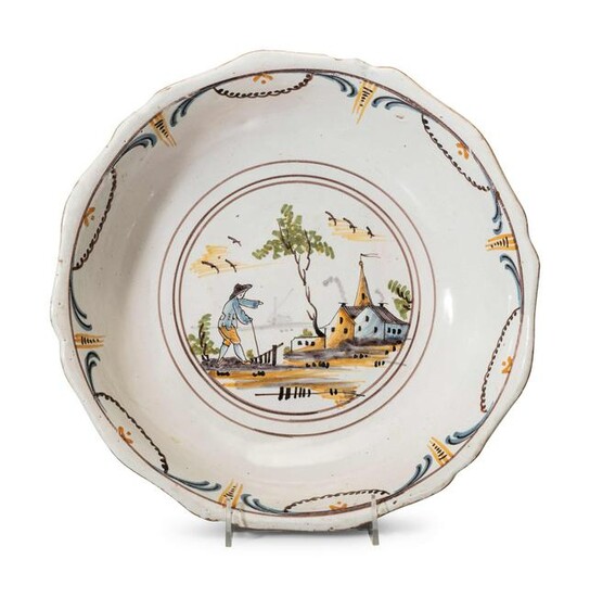 A Dutch Polychrome Glazed Delftware Bowl