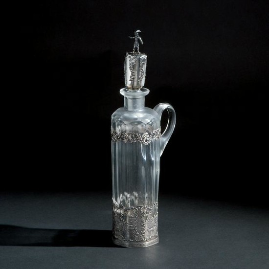 A Dutch silver mounted cutted crystal bottle