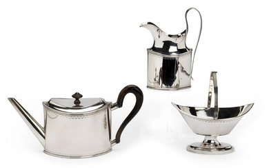 A Dutch silver three piece tea service