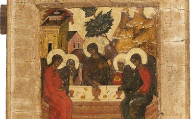 A FINE ICON SHOWING THE OLD TESTAMENT TRINITY