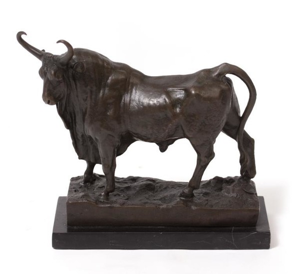 A FRENCH BRONZE FIGURE OF A BISON the naturalistic...