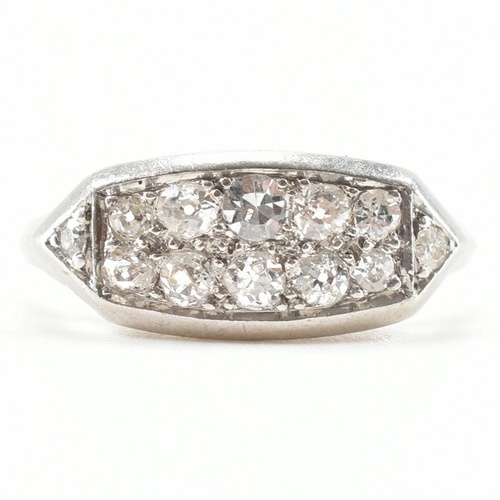 A French Art Deco platinum and diamond ring. The ring set wi...