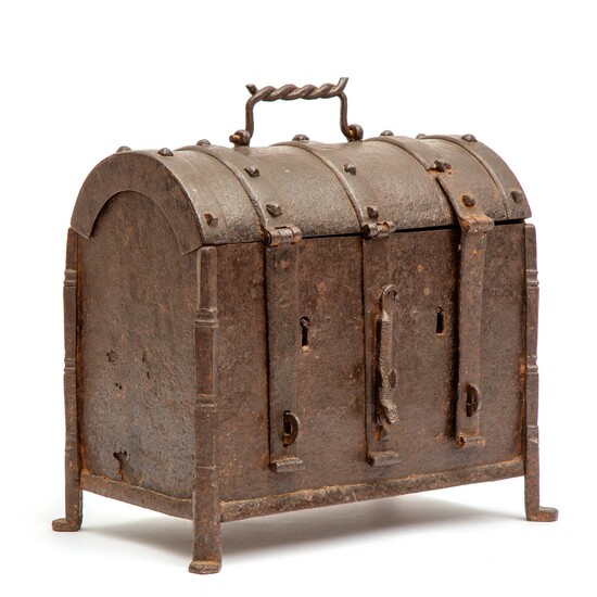 A French wrought-iron money chest