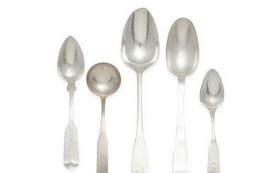 A GROUP OF AMERICAN COIN SILVER FLATWARE