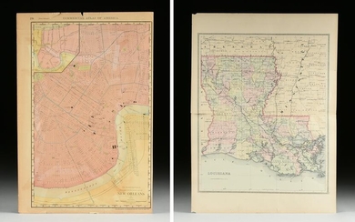 A GROUP OF TWO MAPS, LOUISIANA AND NEW ORLEANS, EARLY