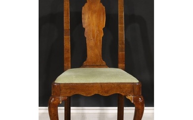 A George I walnut side chair, vasular splat, drop-in seat, c...