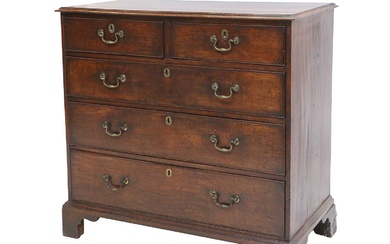 A George III Oak Straight-Front Chest of Drawers, late 18th...