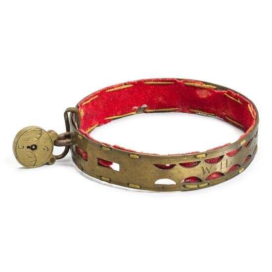 A George III engraved brass dog collar, late 18th/early 19th century