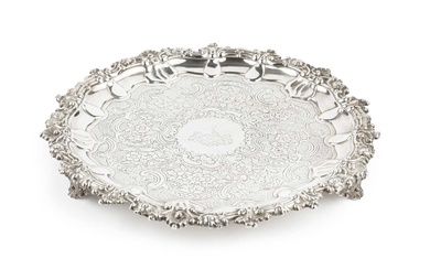A George IV Scottish silver salver, with shaped scallop and...