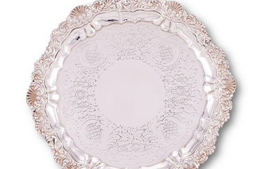 A George IV silver shaped circular salver by Edward Stammers